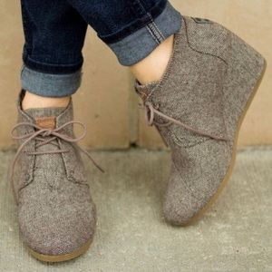 Women’s TOMs Herringbone Desert Wedge Bootie